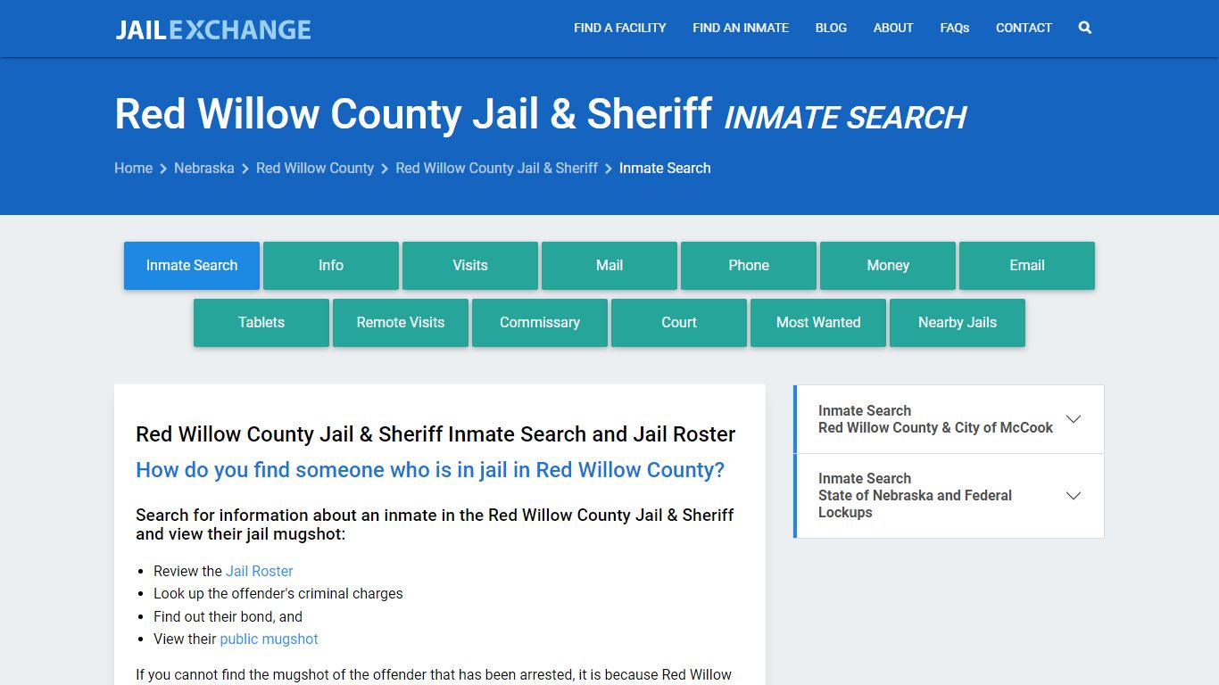 Red Willow County Jail & Sheriff Inmate Search - Jail Exchange